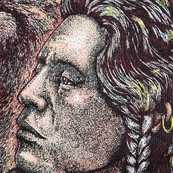 Vintage 1995 Native-American Wolf Sweatshirt Womens 2XL 25x26 Boxy - Picture 8 of 13